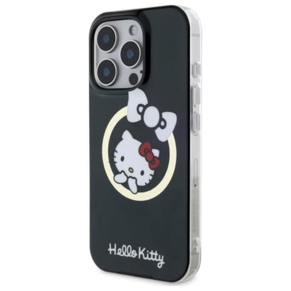 Mobilskal - HELLO KITTY - iPhone 16 Pro - Svart - MagSafe - IML Rolig Båge