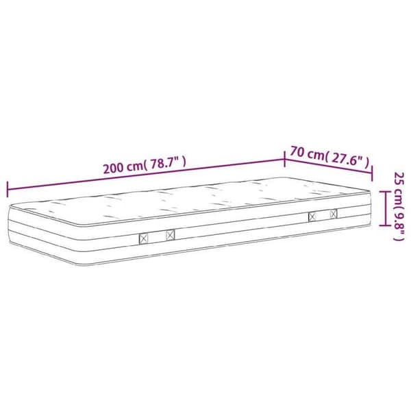 vidaXL Pocket Spring Madrass Medium Hårdhet 70x200 cm 372857