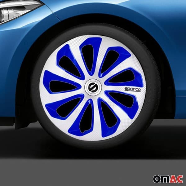 Sparco Sicilia navnav 14 tum ABS silver/blått set om 4