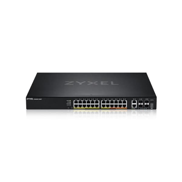 Switch - ZYXEL - 24-PORT GBE L3 ÅTKOMST POE+ - 6 10G UPLINK - Centraliserad hantering - Stacking