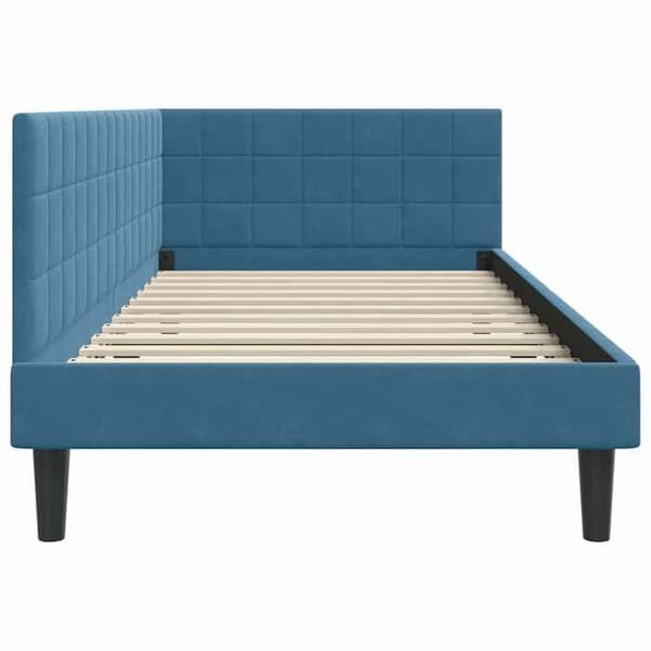 vidaXL Hörnsängram Blå 100 cm x 200 cm Sammet 42016437