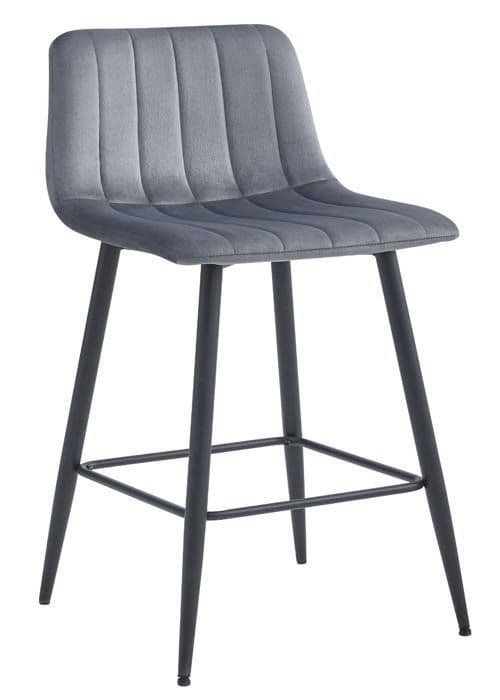 MADAME MEUBLE | Set av 3 Barstolar POZZA | Ergonomisk design | Mörkgrå sammet