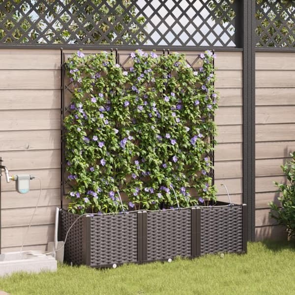 Blomlådor med bevattningssystem 3 stycken Brun
