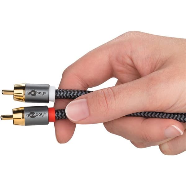 GOOBAY Ljudkabel 1 RCA hane - 2 RCA hanar guld nylon flätad 3m