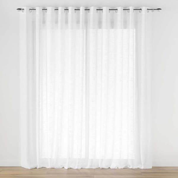 Stort Gardin med Vita Ögonskydd - Vävd Linneeffekt 400x240 cm