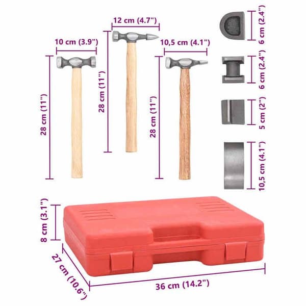 vidaXL Car Body and Dent Hammer Set 7 st