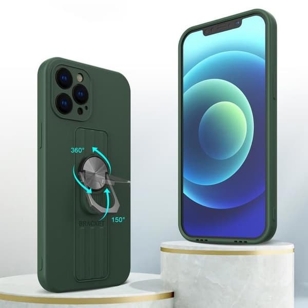 Siliconfodral med ring och ställ för Xiaomi Poco M4 Pro 5G - Svart