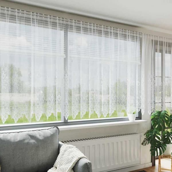 Spetsgardin - vidaXL - Vit - Polyester - 140x400 cm - Ljusfiltrerande - Integritetspaneler