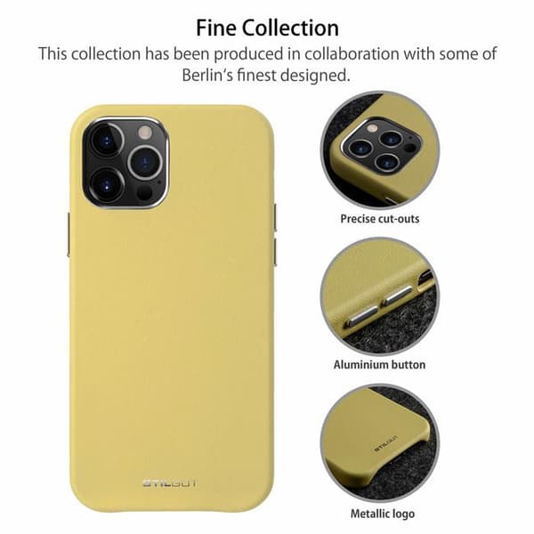Telefonfodral - STILGUT - iPhone 12 / 12 Pro - Äkta läder - Mikrofiberfoder - Kompatibel med induktionsladdning