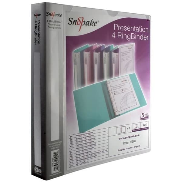 Snopake 25 mm 4-Ring Presentation Binder Clear - 13368