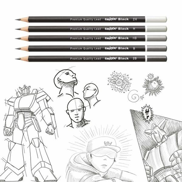Krita grafit - CARIOCA - 42928 - 2H Svart - Ergonomisk triangulär kropp - Stötsäker spets