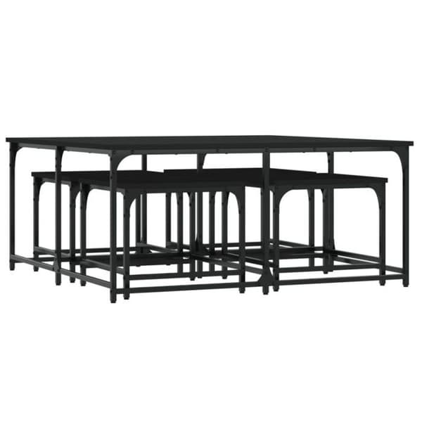 vidaXL Häckande soffbord 5 st Black Engineered Wood 835334
