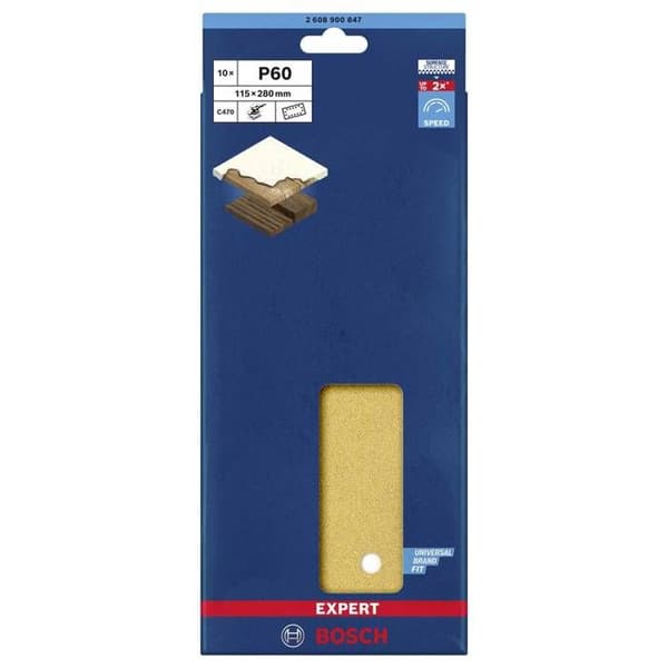 Abrasive Sheet Rectangle Expert C470 D 115x280mm G60 - BOSCH - 2608900847