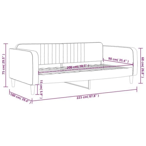 vidaXL Sängsoffa rosa 90x200 cm sammet 354089