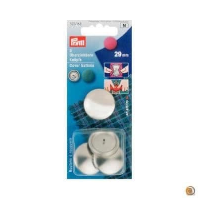 PRYM Knappar att täcka 29 mm i rostfritt brons - Silver - 3 stycken
