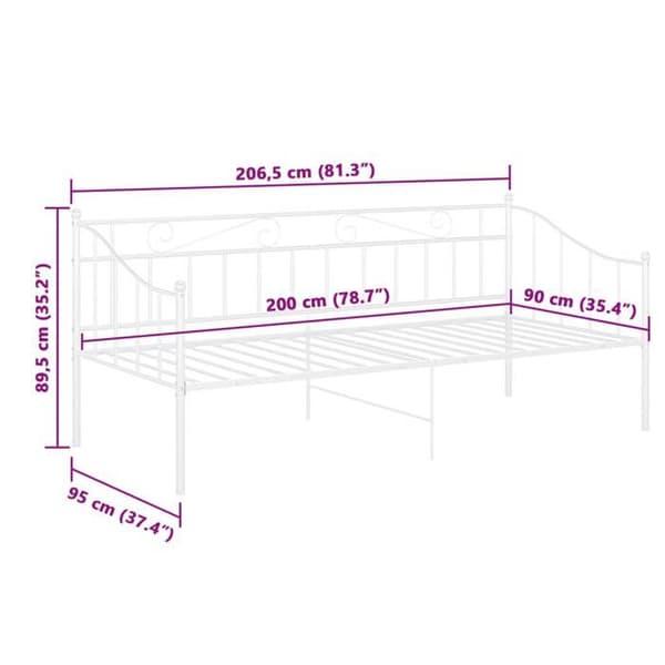 vidaXL Bäddsoffa Stomme Vit Metall, 90x200 cm