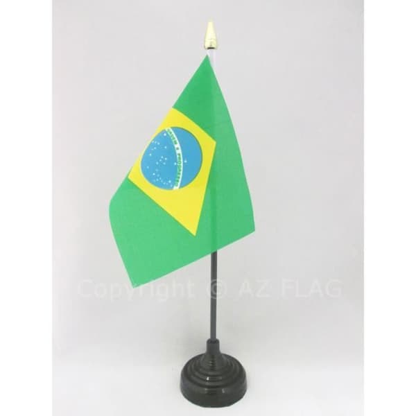 Brasilien bordsflagga 15x10cm - brasiliansk guldspets