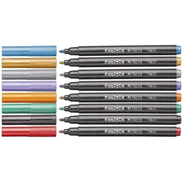 Marker - CARIOCA - 8 stycken - Fin spets - Opaque - Flerfärgad