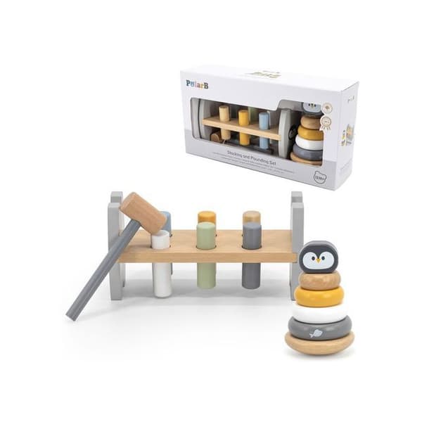 VIGA PolarB Trä Pyramid + Pingvin Hammare Montessori