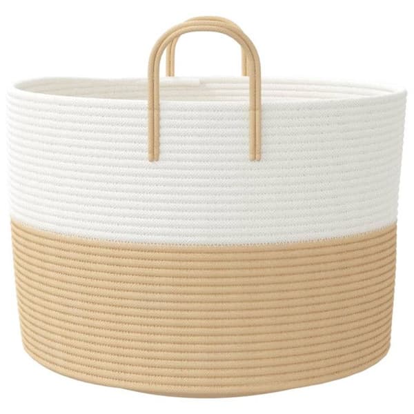 Beige och vit förvaringskorg Ø51x33 cm bomull