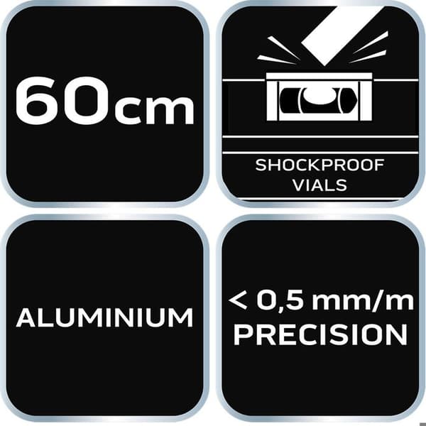 Klibarvattenpass - NEO - S 300 - Aluminium - 3 flaskor - 60 cm