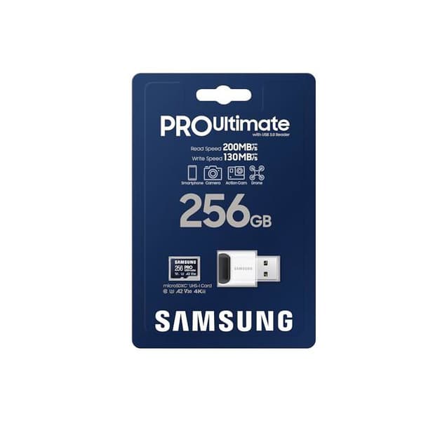 Samsung PRO Ultimate 256 GB micro SD-minneskort + USB-läsare