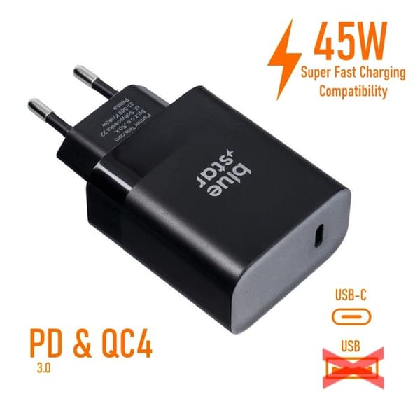 Laddare - Blue Star - TFB-TC-45W - 45W - Typ C - 3A - Snabbladdning