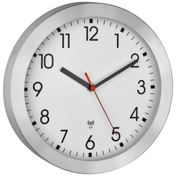 Väggklocka - TFA DOSTMANN - 25 cm - Borstad aluminium - Modern design - Inredning