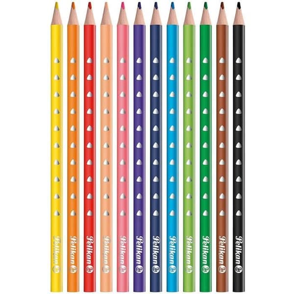 Pelikan SILVERINO - 12 triangulära färgpennor, stift 3,0 mm, etui