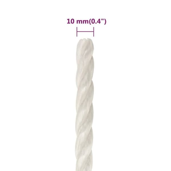 153050 vidaXL Arbetsrep Vit 10 mm 25 m polypropen