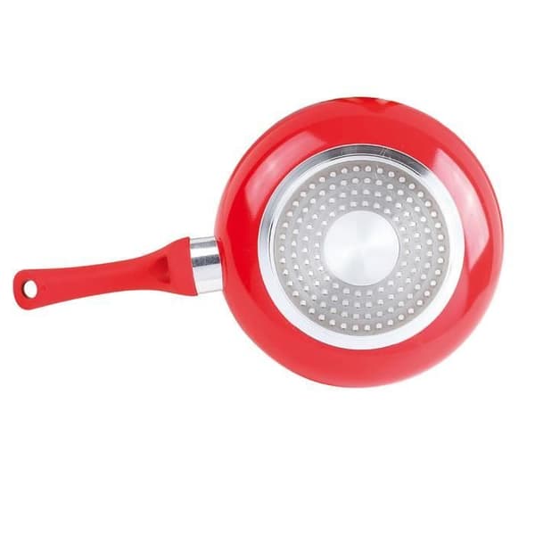 Set med 3 röda stekpannor med stenbeläggning MEN124R