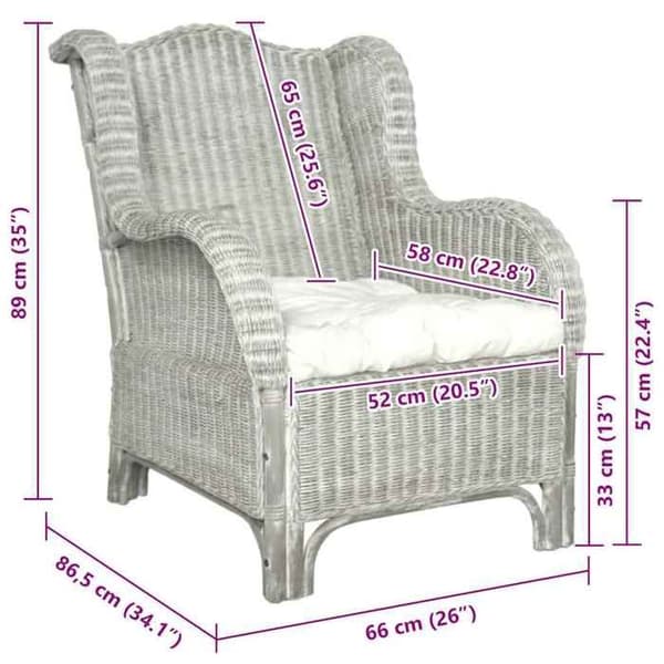 vidaXL Soffa med Dyna Vardagsrum Fåtölj Soffa Stol Vardagsrum Hem Interiör Sovrum Grå Rotting 325464