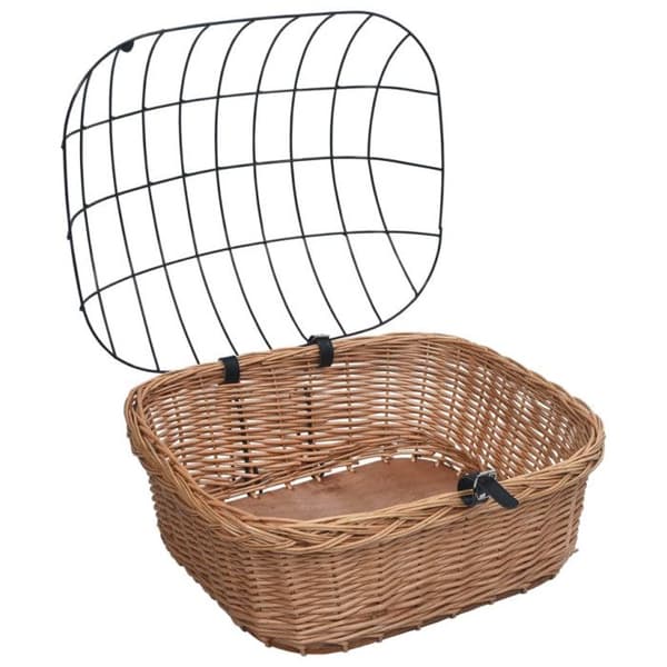 vidaXL Cykel Front Korg med Lock 50x45x35 cm Natural Willow