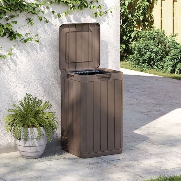 Utomhusbrun soptunna 38x38x65 cm PP