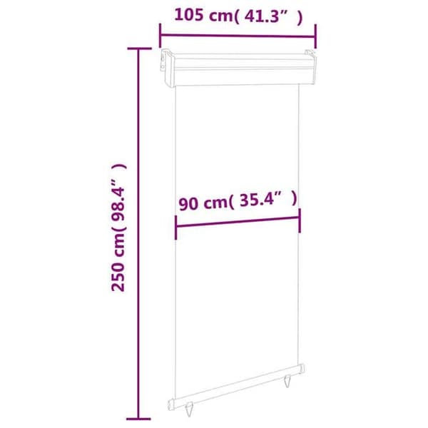 vidaXL Balkong Sidomarkis 100x250 cm Kräm