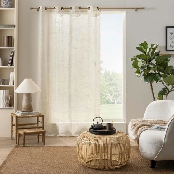 Kalia öljett gardin 137 x 260 cm - polyester linneeffekt beige