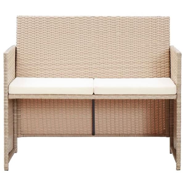 Beige 2-sits trädgårdssoffa i vävt harts - VidaXL