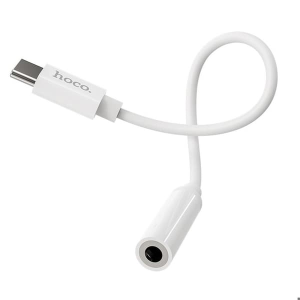 Ljudadapter - HOCO - LS30 - Typ-C till Jack 3,5 mm - Vit - Ljudöverföring