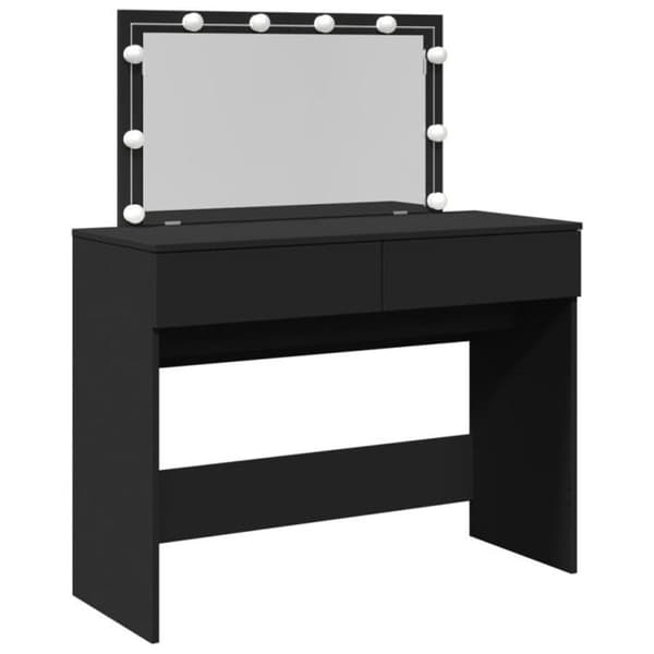 Coiffeuse med LED svart 100x40x120 cm