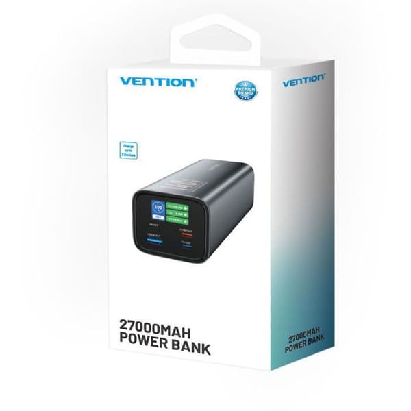 Vention 27000mAh Power Bank (USB-C USB-C USB-A USB-A) 140W Grå LED-display Typ