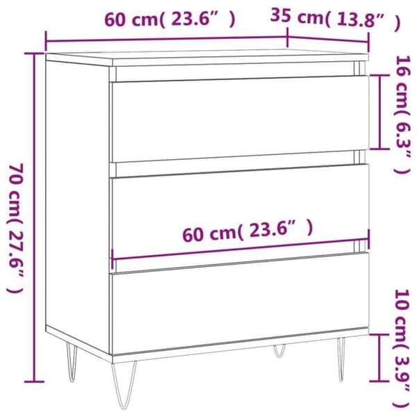 vidaXL Buffé Eksonoma 60x35x70 cm Ingenjörsträ 827183