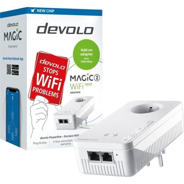 Adaptör CPL - DEVOLO - Magic 2 WiFi next - 1200 Mbit/s - 2 Ethernet-portar - Wifi Dualband