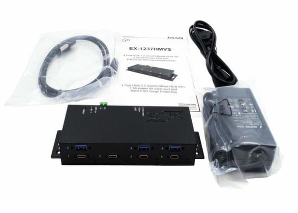 USB-hubb - EXSYS - EX-1237HMVS - 3 x USB 3.2 Gen 2 - 4 x USB-C 3.2 Gen 2 - Desktop, väggmonterad