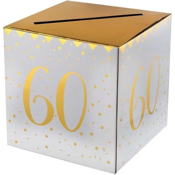 60-års spargrisurna vit och metallic guld - CHAL - Festdekoration