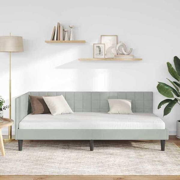 vidaXL Hörnsängram Ljusgrå 100 cm x 200 cm Sammet 42016438