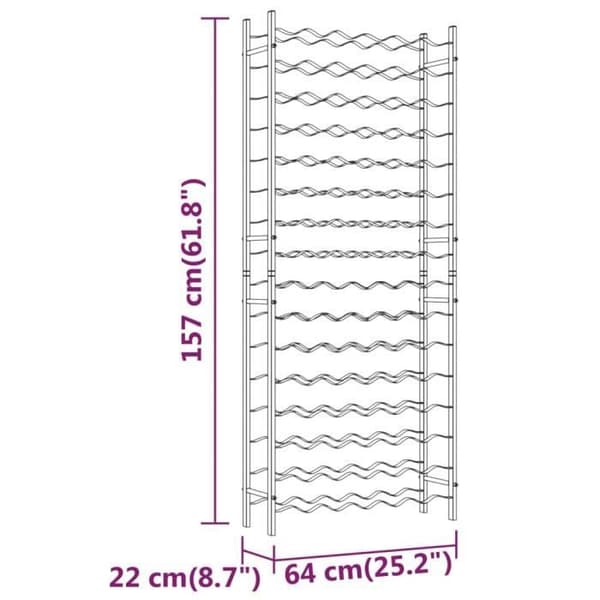 vidaXL Flaskställ för 96 flaskor Vitmetall 340914