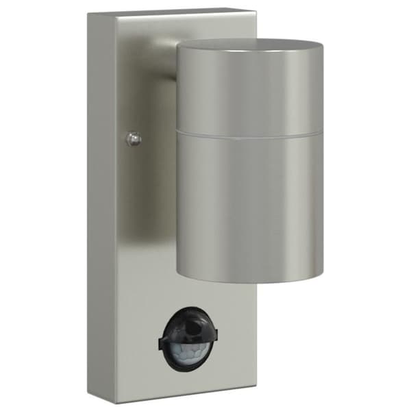Väggmonterad ljuskälla - Rörelsedetektor - Borstat stål - 40W - IP44