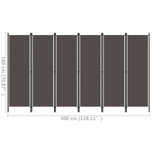 vidaXL 6-Panel Rumsavdelare Antracit 300x180 cm