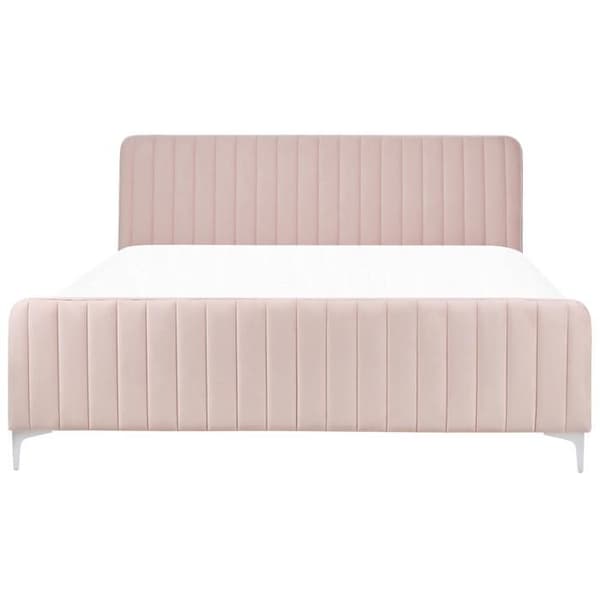 Dubbel säng i rosa sammet 180 x 200 cm LUNAN