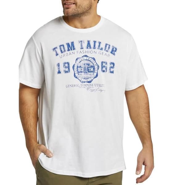T-shirt med rund hals Tom Tailor vit
